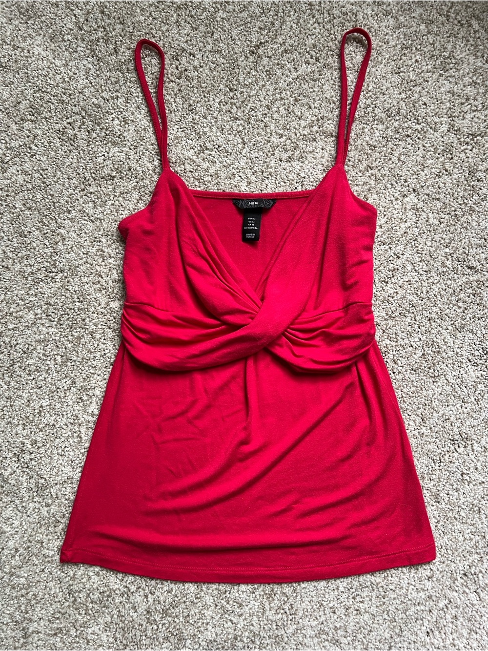 Express Hot Pink Knotted Spaghetti Strap Tank Top